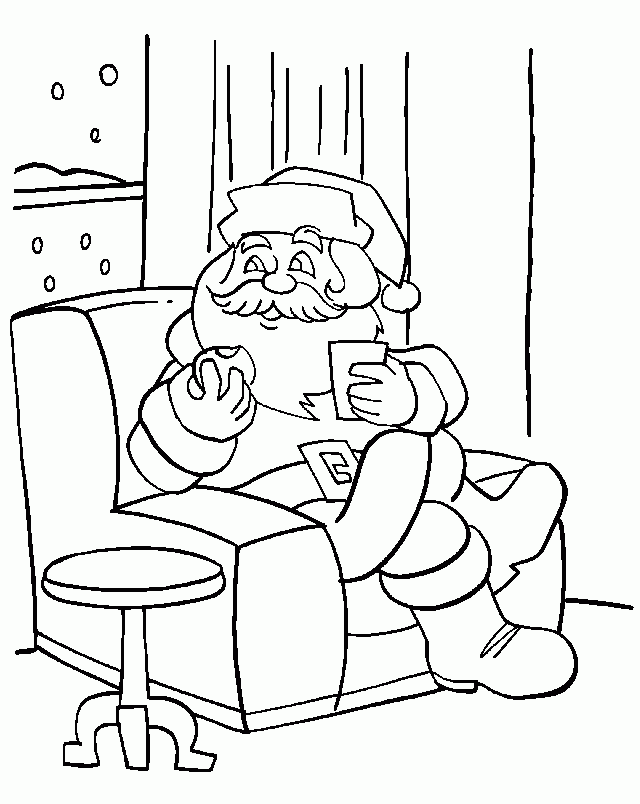 Kolorowanka Święty Mikołaj w Przytulnym Fotele - Pobierz i Koloruj kolorowanka do druku